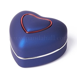 Сердце пластиковые шкатулки для ювелирных изделий, с бантиком, светодиодный, и медный провод, темно-синий, 6.6x7.15x4.8 см
