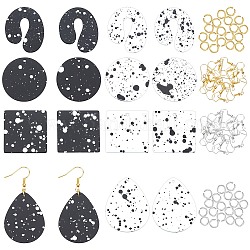 Kit de fabrication de boucles d'oreilles pendantes olycraft, y compris les pendentifs en acrylique peints airspay, boucles d'oreilles en laiton et anneaux ouverts, pour la fabrication de bijoux, couleur mixte, pendentif: 16pcs / set