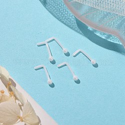Clous de nez en céramique de zircone biocéramique hypoallergénique, anneaux de nez en forme de L, bijoux piercing pour femmes, pas de décoloration et sans nickel, fumée blanche, 9.5x5mm, tête: 2 mm