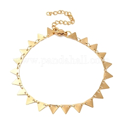 304 Edelstahl-Kettenarmband für Damen, golden, Dreieck, 7-1/2 Zoll (19 cm), Link: 7x6 mm