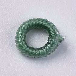 Cuentas de cordón de poliéster, anillo, verde mar medio, 6~6.5x1.5mm, agujero: 3 mm