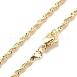 Collar de cadenas de singapur de latón para mujer, sin plomo y cadmio, real 18k chapado en oro, 17.44 pulgada (44.3 cm)