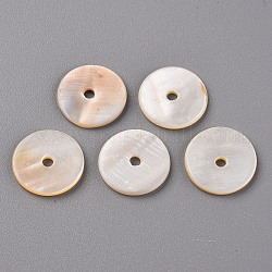 Shell perle naturali di acqua dolce, perline Heishi, rotondo e piatto, bianco crema, 17.5x17.5x2mm, Foro: 1.8 mm