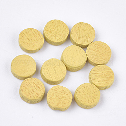 Расписные тополя деревянные кабошоны, плоско-круглые, золотые, 7x2 мм
