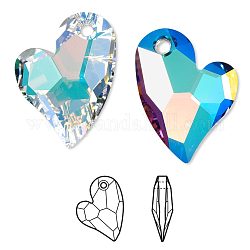 Strass cristal autrichien, 6261, passions de cristal, facettes consacré 2 pendentif coeur d'u, 001 ab_crystal ab, 17x12x3mm, Trou: 1.5mm