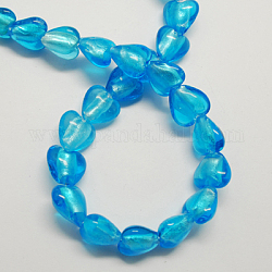Perline di vetro murano fatto a mano, cuore, cielo blu profondo, 15x15x10mm, Foro: 1~2 mm