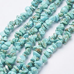 Filo di perline turchesi sintetici, tinto, pezzo, turchese, 3~8x3~8mm, Foro: 1 mm, 34 pollice
