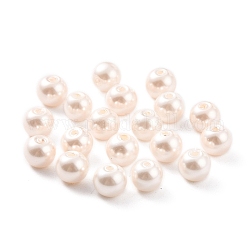 Perle di perle di vetro colorate ecologiche, tondo, blush alla lavanda, 6x5mm, Foro: 1.2 mm, circa 333pcs/100g