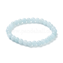 Gefärbt natürliche Jade Perlen Stretch-Armbänder, Nachahmung Aquamarin, Runde, Perlen: 6~6.5 mm, Innendurchmesser: 2-1/4 Zoll (5.55 cm)