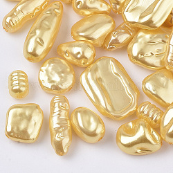 Perles d'imitation perles en plastique ABS, forme mixte, champagne jaune, 10~27x7~18x5~15mm, Trou: 1.2~1.8mm