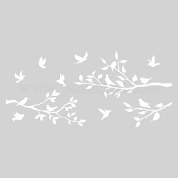 Superdant Vogel-Wandaufkleber, weiße Zweige, abnehmbares DIY-Vinyl-Wandkunst-Tapetendekor für Kinderzimmer, Kinderzimmer, Klassenzimmer, 70 x 32 cm