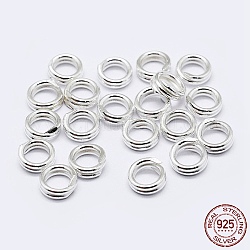 925 anneaux ouverts en argent sterling, double boucle Anneaux, anneaux ronds, couleur d'argent, 5x1mm, diamètre intérieur: 3.5 mm