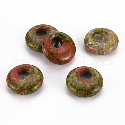 Pendentifs d'unakite naturelle, disque de donut / pi, 17.5~18.5x5.5mm, Trou: 5.5mm