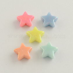 Perline acrilico ab colore placcato , stella, colore misto, 14x14x5mm, Foro: 2 mm