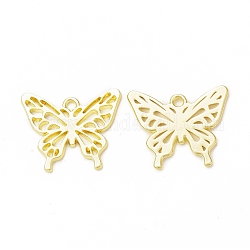 Rack Plating Alloy Butterfly Open Back Bezel Pendants, For DIY UV Resin, Epoxy Resin, Pressed Flower Jewelry,  Cadmium Free & Nickel Free & Lead Free, Light Gold, 18.5x22x1.5mm, Hole: 1.8mm