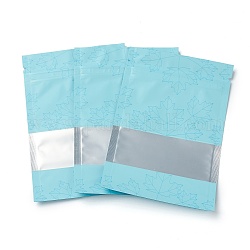 Пластиковая сумка с замком на молнии, сумки для хранения, мешок с самоуплотнением, верхнего уплотнения, матовый с рисунком кленовых листьев, голубой, 12x8x0.2 см, односторонняя толщина: 3.9 мил (0.1 мм), около 95~100 шт / упаковка