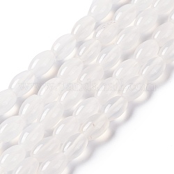 Chapelets de perles en agate blanche naturelle, Grade a, ovale, 9x6mm, Trou: 1.2mm, Environ 43 pcs/chapelet, 15.16 pouce (38.5 cm)