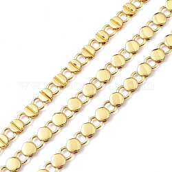 Brass Cable Chains, with Spool, Unwelded, Flat Round, Real 18K Gold Plated, 6x3mm and 6x1mm