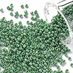 (Umverpackungsservice verfügbar) Glasperlen, opaken Farben lustlos, Runde, mittleres Seegrün, 12/0, 2 mm, Bohrung: 1 mm, ca. 12 g / Beutel