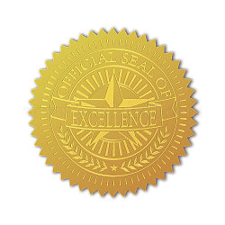 Autocollants en relief auto-adhésifs en feuille d'or, autocollant de décoration de médaille, mot, 5x5 cm