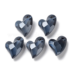 Acryl-Anhänger, Nachahmung Perlen, Herz, facettiert, Schwarz, 11x9x4 mm, Bohrung: 0.5 mm