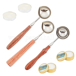 CRASPIRE DIY Stamp Making Kits, Including Paraffin Candles, Candle, Brass Spoon, Stainless Steel Spoon, Iron Spoon, Platinum & Stainless Steel Color, 7pcs/set