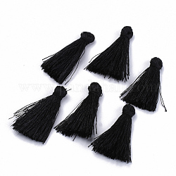 Décorations de pendentif pompon en polyester, noir, 30~35mm
