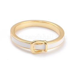 Latón esmalte anillos de dedo, blanco, real 18k chapado en oro, nosotros tamaño 7 (17.3 mm)