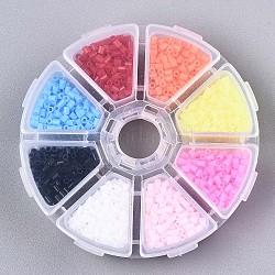8 couleurs PE DIY Melty Beads Fusible Tube Perles Recharges, couleur mixte, 3x2.5mm, Trou: 1.5mm