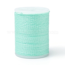 Cordon rond en polyester ciré, cordon ciré taiwan, cordon torsadé, vert pale, 1mm, environ 12.02 yards (11 m)/rouleau