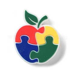 Perline focali in silicone a forma di mela per autismo infantile, fare collane fai-da-te fai-da-te, colorato, 29x24.5x8mm, Foro: 2.5 mm