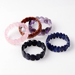 Bracelets extensibles ovales en perles de pierre mélangées naturelles et synthétiques, 54~60mm, 18~20mm