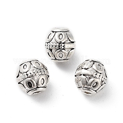 Tibetischer stil legierung perlen, cadmiumfrei und bleifrei, Fass, Antik Silber Farbe, 7x7.5 mm, Bohrung: 1.8 mm