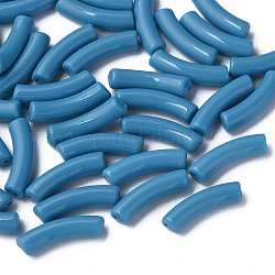 Abalorios acrílicos opacos, tubo curvado, acero azul, 32x10x8mm, agujero: 1.8 mm