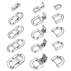 Unicraftale 5Pcs 5 Styles 304 Stainless Steel Fold Over Clasps, Oval, Stainless Steel Color, 18~32x6.5~18x3~4mm, 1pc/style