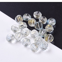 Perles en verre transparentes, avec de la poudre de paillettes, citrouille, clair, 10.5mm, Trou: 1mm