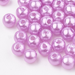 ABS Plastic Beads, Imitation Pearl , Round, Plum, 6x5.5mm, Hole: 1.5mm, about 4700pcs/500g
