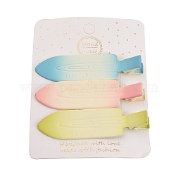 Spray Painted Iron Alligator Hair Clips for Girls, Mixed Color, 19.5x70x11mm, 3pcs/card