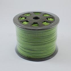 Faux Suede Cord, Faux Suede Lace, with Gold Dust, Lime Green, 3x1mm, about 100yards/roll(300 feet/roll)
