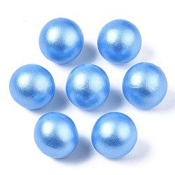 Perles de bois naturel peintes, nacré, pas de trous / non percés, ronde, lumière bleu ciel, 15mm