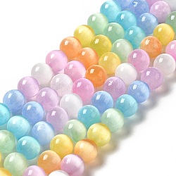 Fili di perline di selenite naturale, grado a, tinto, tondo, colorato, 10mm, Foro: 0.8 mm, circa 38~39pcs/filo, 15.55'' (39.5 cm)