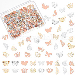 OLYCRAFT 600pcs 12 Styles Butterfly Nail Art Decorations Brass Resin Fillers Butterfly Nail Art Accessories Mini Nail Art Charm for DIY Crafts Manicure Decoration - Gold/Silver with Rose Gold Back