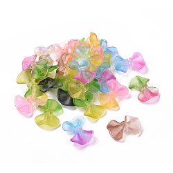 Perles acryliques transparentes givrées bicolores, bowknot, couleur mixte, 23~23.5x31~32x9mm, Trou: 2.5mm