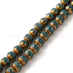 Opaque Solid Color Glass Beads Strands, Faceted, Round, Dark Slate Gray, 8mm, Hole: 1mm, about 40pcs/strand, 11.42 inch(29cm)