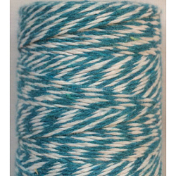 4-lagige Makramee-Baumwollkordel, gedrehtes Baumwollseil, für das Handwerk, Geschenkpapier, dunkles Cyan, 1 mm, ca. 32.8 Yard (30m)/Rolle