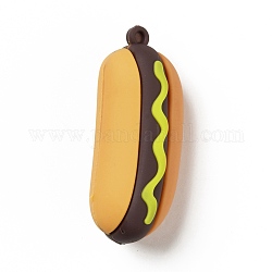 Gros pendentifs en plastique pvc, nourriture imitation, Hot-dog, colorées, 56x23x24mm, Trou: 3mm