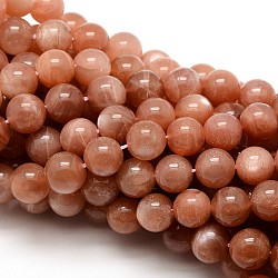 Klasse AAA natürliche Edelstein Sonnenstein runde Perlen Stränge, 10 mm, Bohrung: 1 mm, ca. 38 Stk. / Strang, 15.5 Zoll