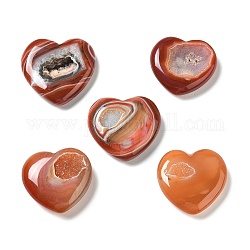 Decorazioni di perline di agata naturale, tinti e riscaldato, geode druzy, cuore, 44~51x48.5~54x11.5~15mm