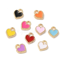 Eco-friendly Alloy Enamel Charms, Heart Charm, Mixed Color, 9x7x2mm, Hole: 1.6mm
