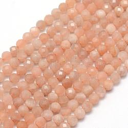 Natürliche sunstone Perlen Stränge, facettiert, Runde, 4 mm, Bohrung: 0.5 mm, ca. 105 Stk. / Strang, 15.35 Zoll (39 cm)